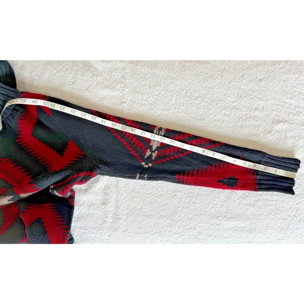 Vintage Ralph Lauren Southwestern Aztec Turtleneck Sweater red black Mens L